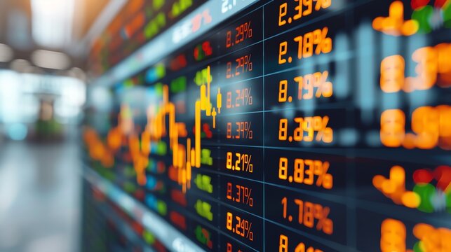 Stock market news, scrolling headlines with market updates