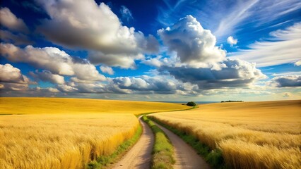 Fototapeta premium A Winding Path Through Golden Fields generative AI