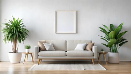 Serene Minimalist Lounge: A Touch of Greenery  Generative AI