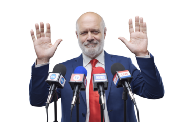 Confident politician talking to the media