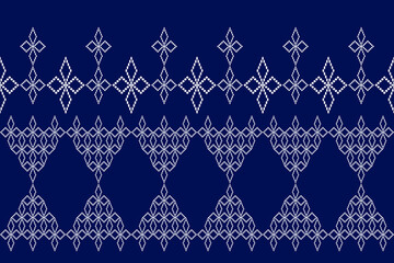 Beautiful traditional ethnic motifs ikat geometric fabric pattern cross stitch.Ikat embroidery Ethnic oriental Pixel.Abstract,vector,illustration. Texture,scarf,decoration,wallpaper,curtain,sarong.