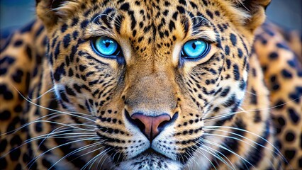Obraz premium Closeup shot of a leopard's stunning blue eyes, highlighting the beauty of nature , Leopard, Blue eyes, Closeup, Nature