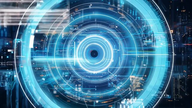Circular interface on a futuristic technology background.