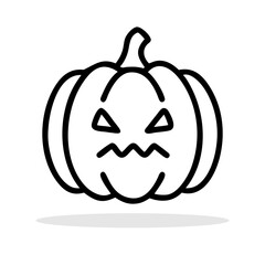 Pumpkin drawn icon. Black linear icon of an pumpkin, ideal for Halloween and autumn themes. Vector illustration