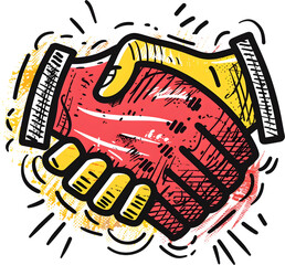 Naklejka premium Handshake Icon with Dollar Sign Representing Debt Settlement in Playful Doodle Design