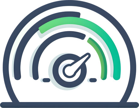 recommend clip art: Gauge Meter Icon Indicating Credit Score with Minimalist Flat Design
