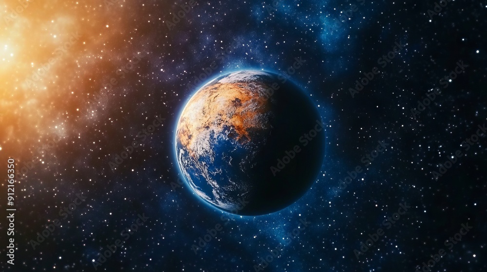 Canvas Prints a view of the earth in space with stars and nebula