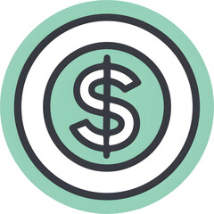 Obraz premium Minimalist Dollar Sign Icon in Green Circle for Financial or Business Concepts