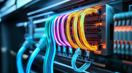 Detailed thermal image of electrical wiring inside a panel, showing temperature variations.