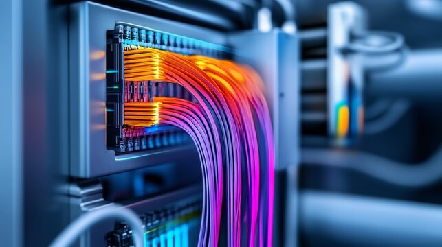 Detailed thermal image of electrical wiring inside a panel, showing temperature variations.