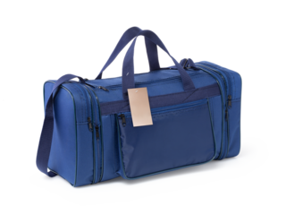 Textile travel bag of blue color isolated on white background