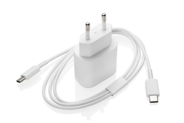 Charging unit with a wire for various gadgets isolated on a white background