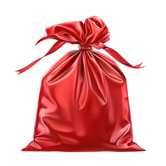 Christmas gift bag, holiday packaging, isolated on Transparent background cutout.