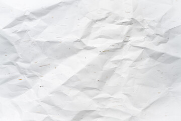 White crumpled  recycled paper texture or background for design with copy space for text or image