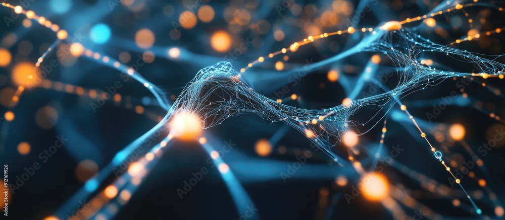 Poster abstract representation of neural networks with interconnected nodes futuristic technology concept w