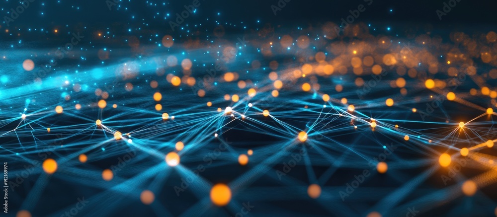 Poster abstract technology background featuring scientific elements showcasing network and connection conce