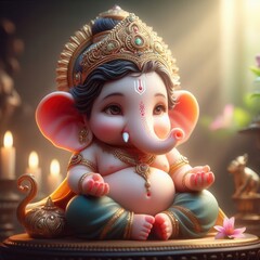 Fototapeta premium Hindu lord Ganesha | Ganesh Chaturthi | Cute Ganesha, Ganpati, Ganesh Chaturthi, Bal Ganesh