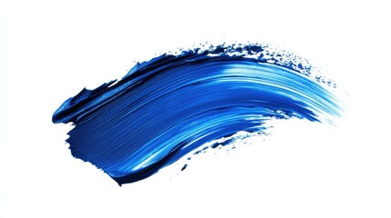 Blue paint brush stroke on a white background, perfect for cosmetic and interior designs. Abstract smear texture for makeup and pattern illustrations.