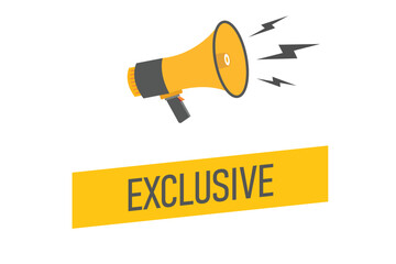 exclusive button, banner, label, template for website. exclusive text with colorful megaphone icon
