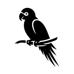 A parrot of black silhouette vector art illustration