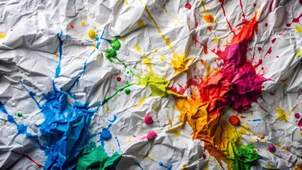 Abstract Wrinkled White Paper with Bold, Vibrant Color Splashes  generative AI
