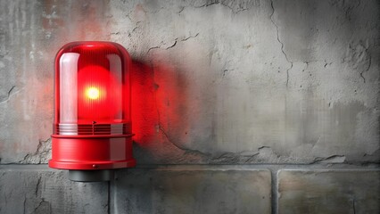 Emergency Strobe Light: Red Flashing Beacon Against a Concrete Wall  generative AI