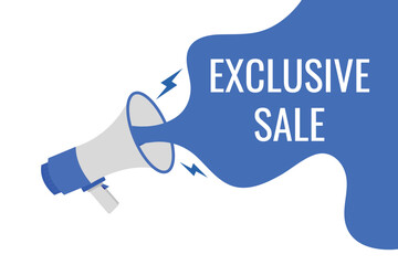 exclusive sale button, banner, label, template for website. exclusive sale text with colorful megaphone icon
