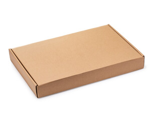 Not tall cardboard box isolated on white background