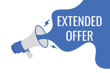 extended offer button, banner, label, template for website. extended offer text with colorful megaphone icon
