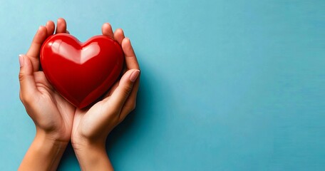 Fototapeta premium A person holding a red heart in their hands