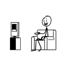 someone who is watching television alone and feels very happy