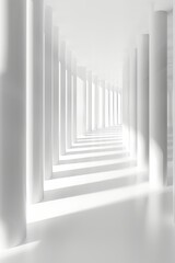 Obraz premium White Architectural Pattern with Columns, Corridor Perspective Interior Architecture Background