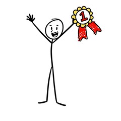 a very happy person holding the 1st place trophy