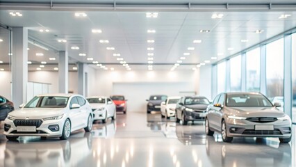 Auto showroom with modern design elements and new car inventory
