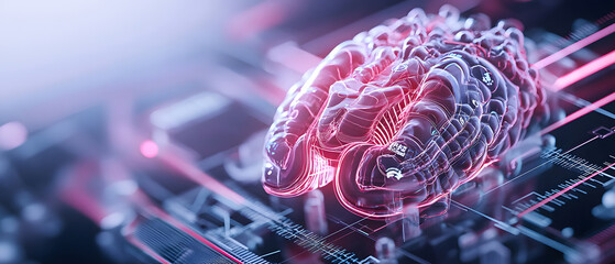 Medical innovation holographic patient interfaces, 3d illustration in futuristic style, holographic neon color on dark background