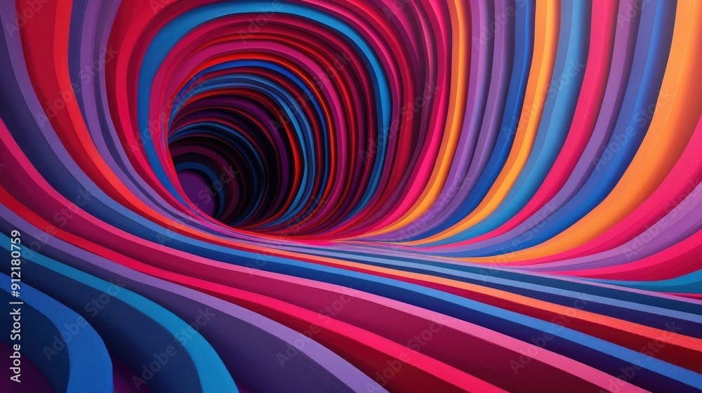 Poster dynamic and vibrant dimensional swirl tunnel illusion abstract colorful psychedelic fractal art back