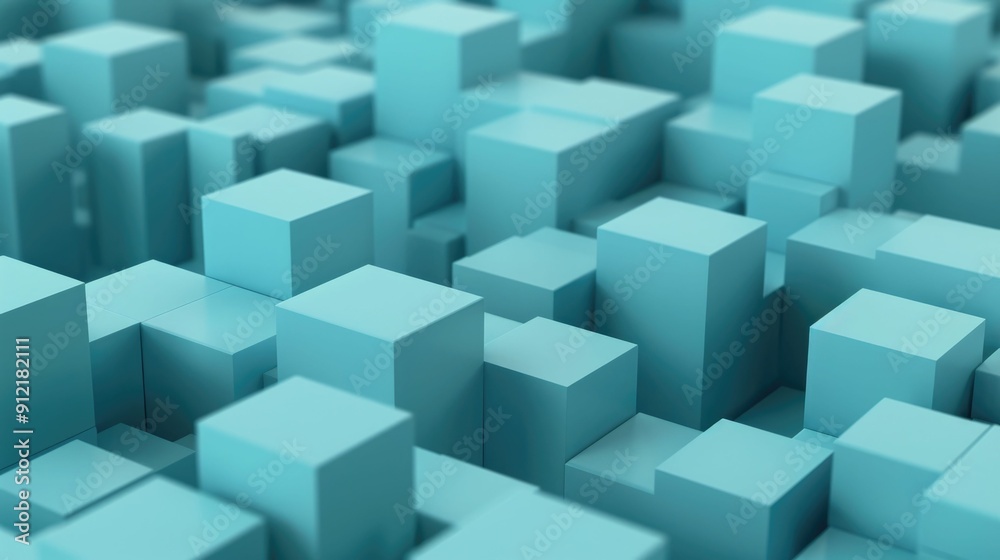 Poster dynamic spatial mapping of geometric cubes in an abstract urban landscape futuristic 3d digital rend
