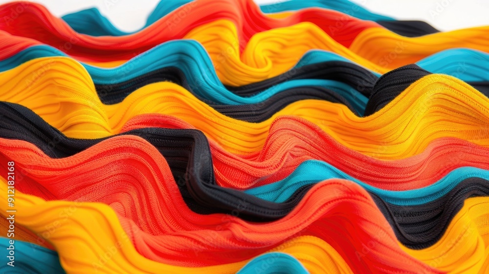 Poster vibrant dynamic dimensional textile patterns with flowing colored waves and curves abstract digital 
