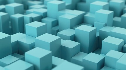 Dynamic Spatial Mapping of Geometric Cubes in an Abstract Urban Landscape  Futuristic 3D digital rendering of a minimalist