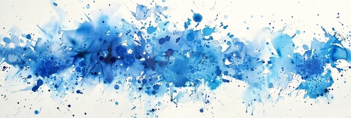 Abstract Blue Watercolor Splatter Background - A dynamic abstract watercolor background with blue paint splatters symbolizing energy, creativity, freedom, movement, and flow.