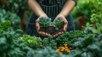 Close-Up of Hands Holding Seedlings