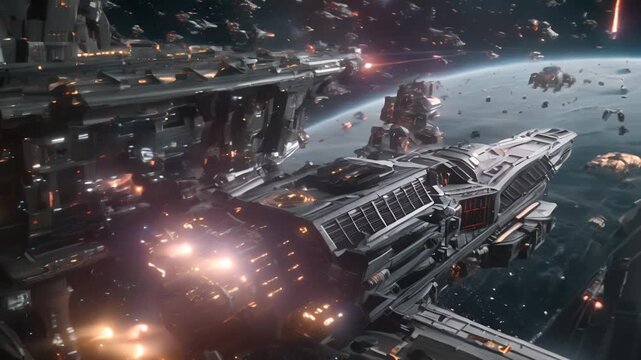 Futuristic Space Battle Scene