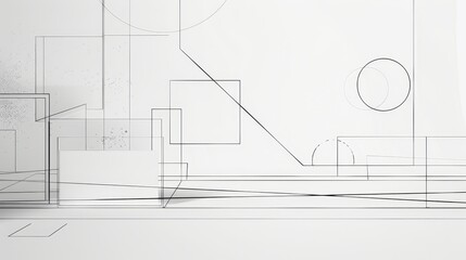 Abstract Geometric Shapes and Lines on a White Background - A minimalist abstract design featuring geometric shapes, lines, and a subtle texture. The image evokes concepts of simplicity, structure, or