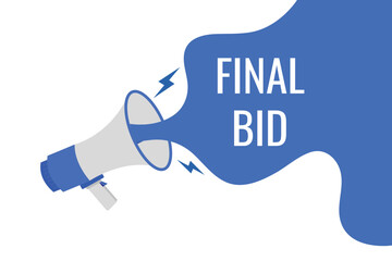 final bid button, banner, label, template for website. final bid text with colorful megaphone icon
