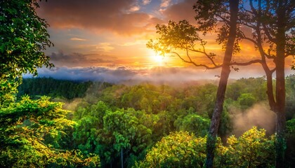 Fototapeta premium Golden Hour in Tropical Jungle