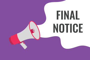 final notice button, banner, label, template for website. final notice text with colorful megaphone icon
