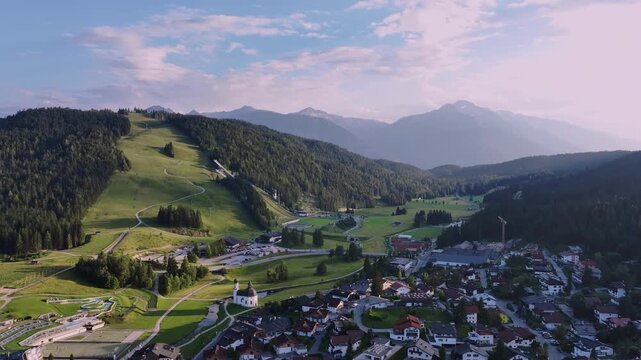 Panorama Of The Seefeld Resort In Summer, Tyrol, Austria, Aerial View