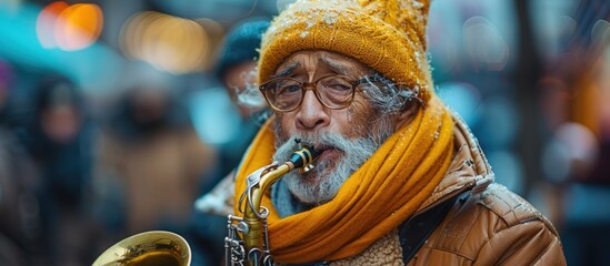 Street Musician in Winter