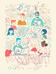 Collaborative Learning: Diverse Team Brainstorming and Innovation - A group of diverse individuals are gathered around a table, collaborating, brainstorming, and innovating.  The  image symbolizes tea