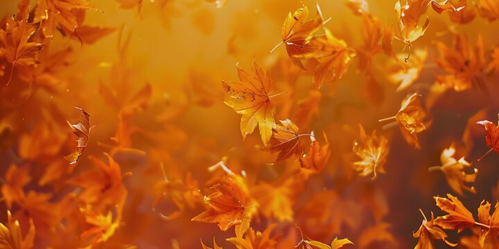 Beautiful fall foliage with maple leaves on a sunny day.